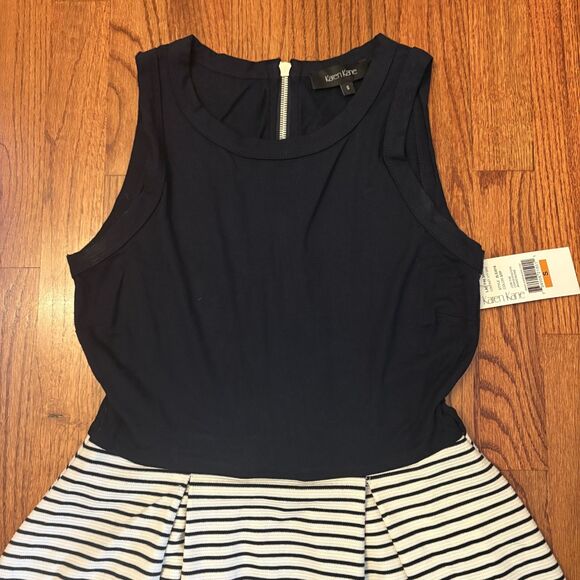 KAREN KANE Sleeveless Striped Fit & Flare Dress- Size S - Picture 3 of 7